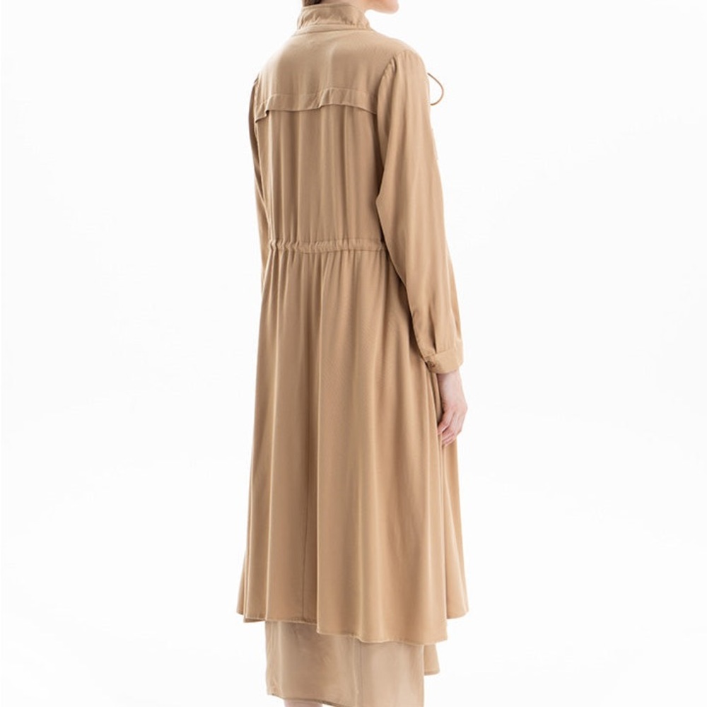 Solid Elasticated Drawstring Long Jacket - image 3